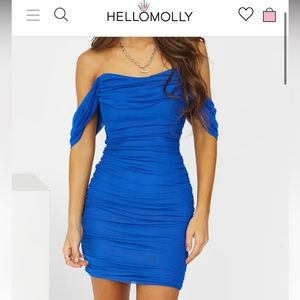 Hello Molly Blue Off the Shoulder Dress, Size Medium